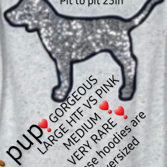 RARE HTF VS PINK MEDIUM PULLOVER FAUX FUR HOODIE GORGEOUS SEQUINS OVERSIZED - Picture 5 of 9